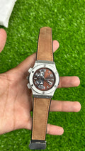 Men’s Silver Skeleton Automatic Watch – Black Leather Strap & Luxury Mechanical Design