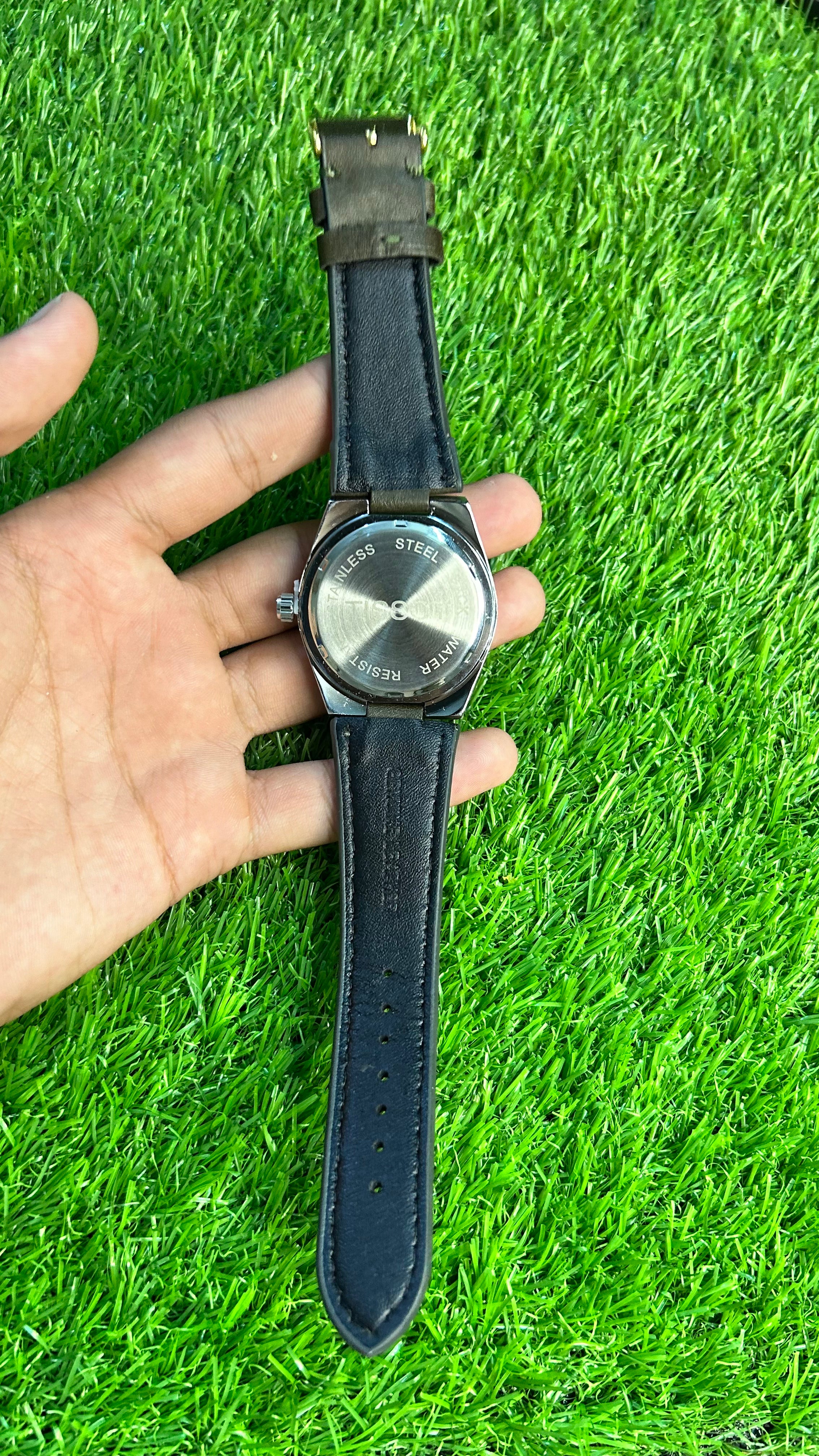 Tissot PRX-Style Automatic Watch – Black Textured Dial with Leather Strap