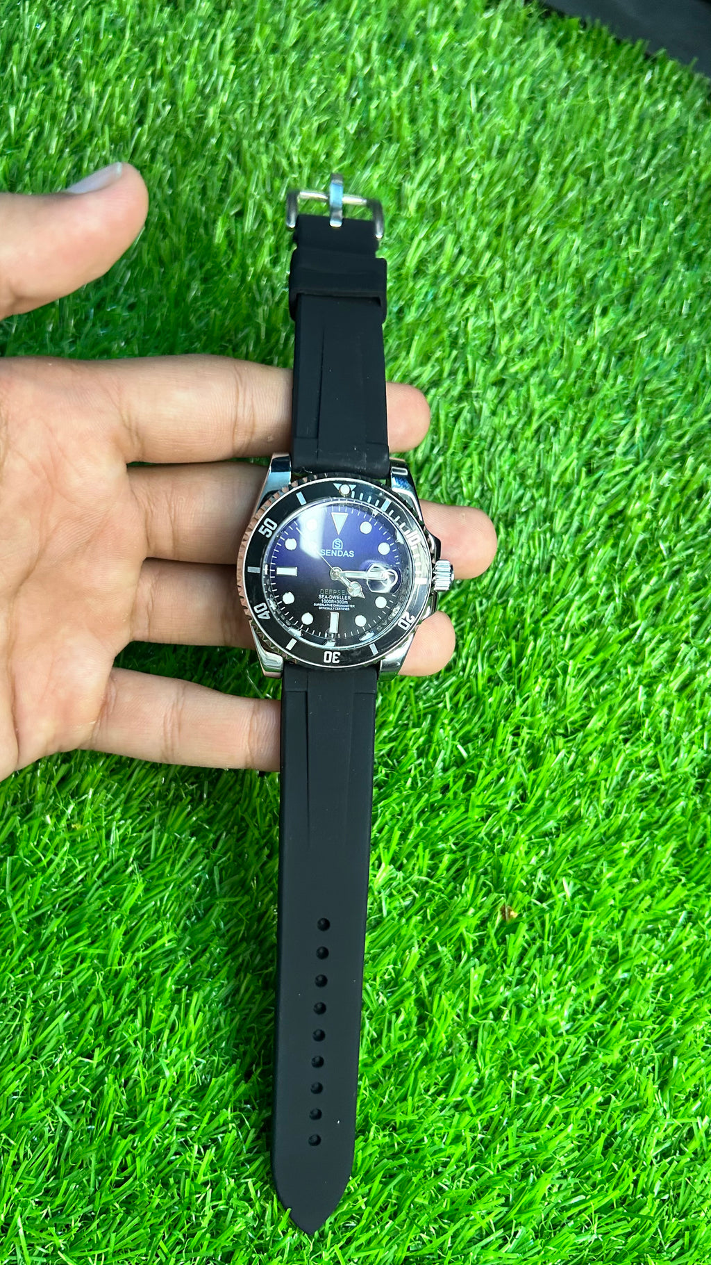 SENDAS Automatic Diver-Style Watch – Blue Dial with Black Strap