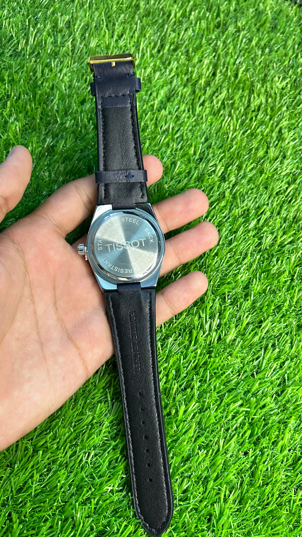 Men’s Luxury Black & Gold Dial Watch – Black Leather Strap, Day & Date Display