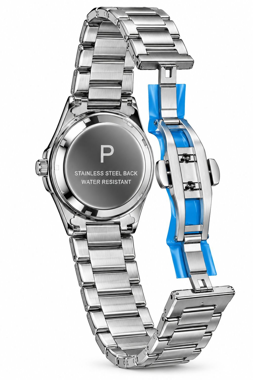 Men’s Silver Statement Watch – Black Textured Dial, Date Window & Premium Steel Bracelet