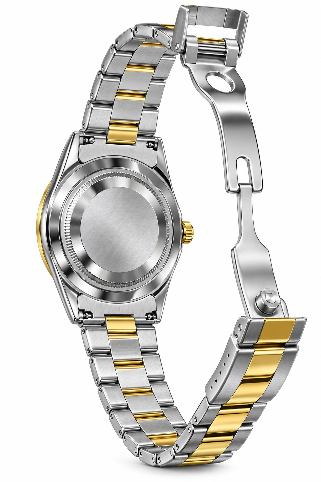 Men’s Two-Tone Luxury Watch – Diamond Dial, Date Display & Steel Bracelet